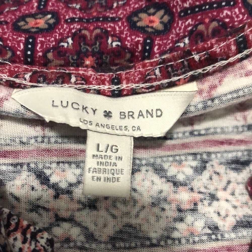 Lucky Brand Cap Sleeve Boho Blouse Womens Size L - Picture 8 of 10